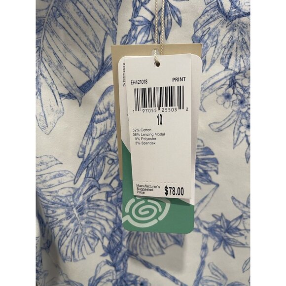 ELIE TAHARI Skinny Ankle Womens Pants White Blue Tropical Floral Bird Havana 10 - Picture 9 of 11